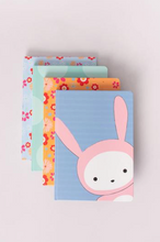 Load image into Gallery viewer, A5 blue flowery bunny b hardback JOURNAL
